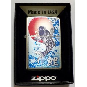 画像: ☆和柄！鯉 こい  色鮮やか 縁起物 鯉 ２０２３年 Satin Chrome Zippo！新品