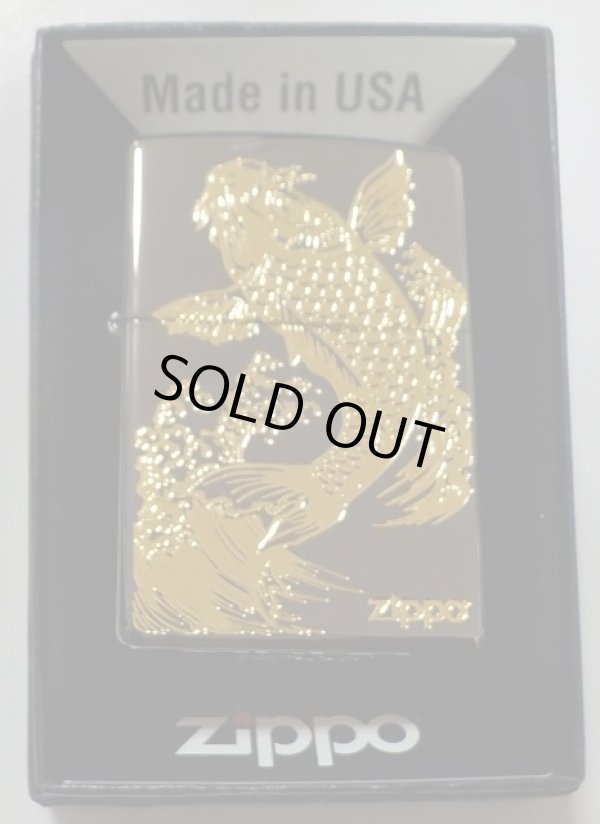 画像1: ☆豪華！鯉 CARP 昇り鯉 全面ブラック＆ 繊細なゴールドデザイン！ZIPPO 新品