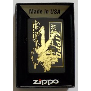 画像: ☆Windy！WINDPROOF LADY 昔のZIPPO社広告柄 全面ブラックマット  ２０２３年 ZIPPO！新品C