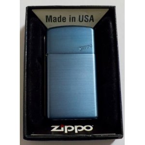 画像: ☆大きい スリム！重量感あふれる・・アルミジャケット仕様！２００２年５月（E）製　ブルー　Slim  Zippo！未使用品