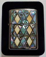 画像: ☆☆豪華アーマー！ベネチアンテイストシェル 両面天然貝 ２００３年１２月 ブラック ARMOR ZIPPO！未使用品B