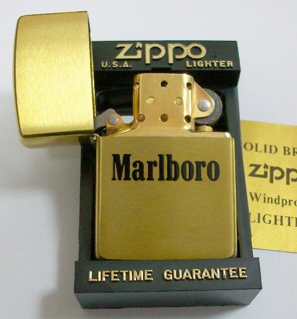 画像: ★マールボロ！Marlboro １９９２年 黒ロゴ 真鍮 Solid Brass Ｚｉｐｐｏ！新品