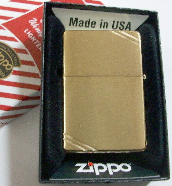 画像: ★★＃２４０ １９３７モデル Ｖｉｎｔａｇｅ Ｂｒｕｓｈｅｄ Ｂｒａｓｓ 両面ライン ＺＩＰＰＯ！新品