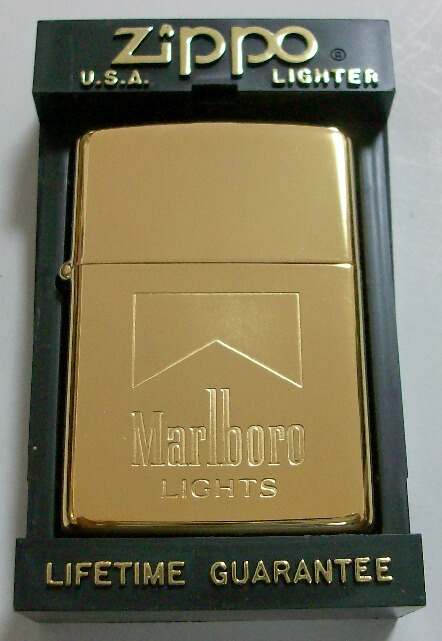 画像: ☆マールボロ！Marlboro LIGHTS １９９２年１月 ゴールド・プレート ＃２５０Ｇ　ＺＩＰＰＯ！新品