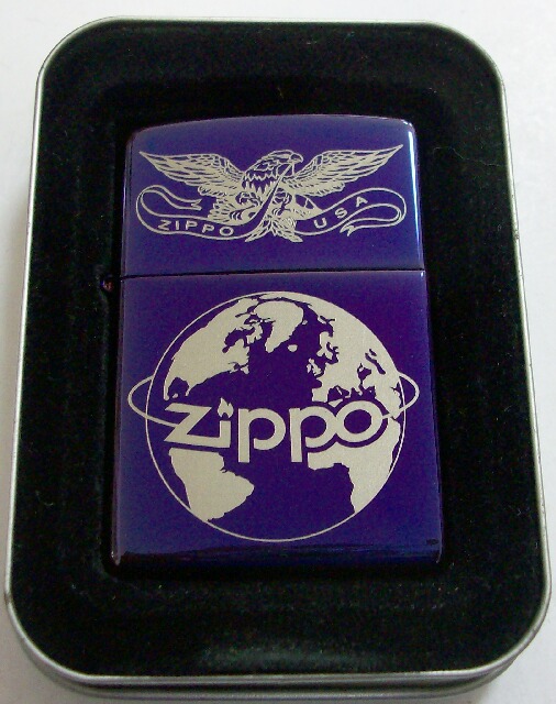 画像1: ★廃番カラー！MOOD INDIGO　インディゴ・ブルー　鷲イーグル＆地球デザイン　ZIPPO！新品F