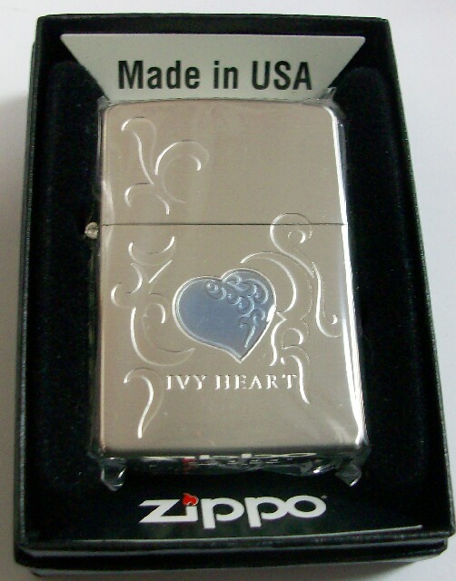 画像1: プレゼントに・・ラブラブ！銀加工サテン  ＩＶＹ ＨＥＡＲＴ　ＺＩＰＰＯ！新品