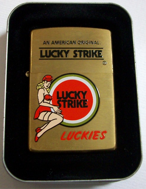 画像: LUCKY STRIKE！１９９９年 ラッキーガール SOLID BRASS ZIPPO！新品