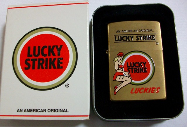 LUCKY STRIKE！１９９９年 ラッキーガール SOLID BRASS ZIPPO！新品