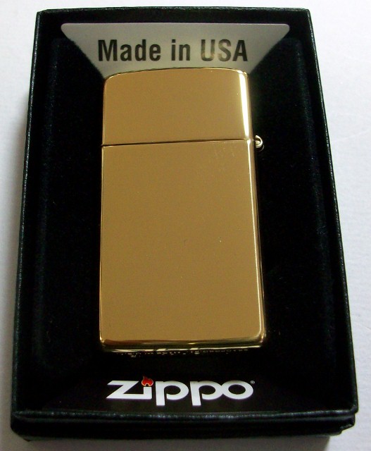 画像: ☆スリム！真鍮無垢ケース　２０１３年　鏡面　ＢＲＡＳＳ　ＺＩＰＰＯ！新品