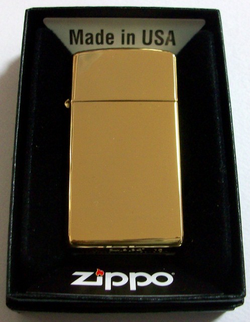 画像: ☆スリム！真鍮無垢ケース　２０１３年　鏡面　ＢＲＡＳＳ　ＺＩＰＰＯ！新品