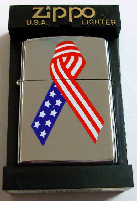 画像1: お洒落な・・UNITTY RIBBON！星条旗デザイン ２００３年 ＃２５０ ZIPPO！新品