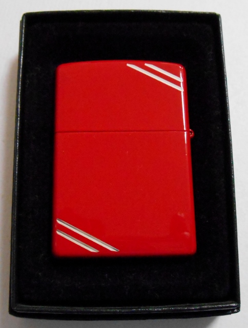 画像: ☆全面 レッド！カラフル＆シンプル！両面ダイアゴナルライン ２００７年 ZIPPO！新品