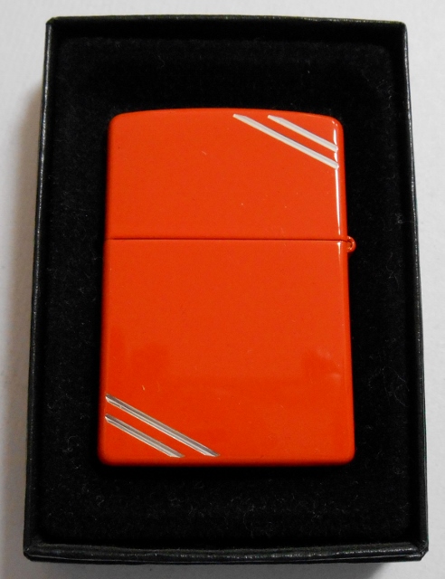 画像: ☆全面 オレンジ！カラフル＆シンプル！両面ダイアゴナルライン ２００７年 ZIPPO！新品