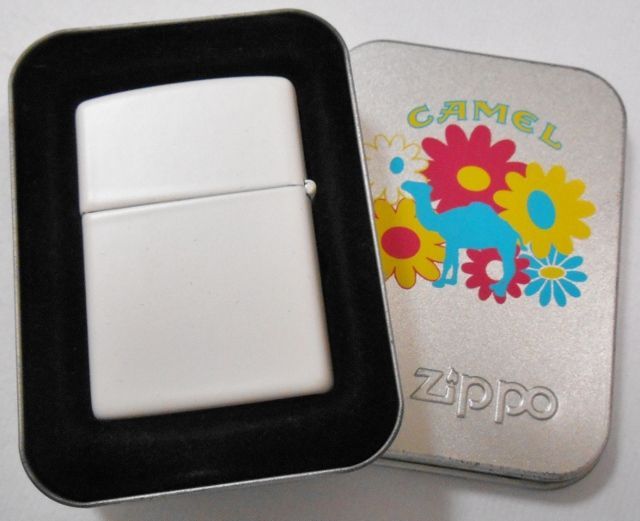 ☆キャメル！CAMEL １９９６年２月 フラワー・デザイン ホワイト ZIPPO！未使用品 - ジッポーパーク Zippopark