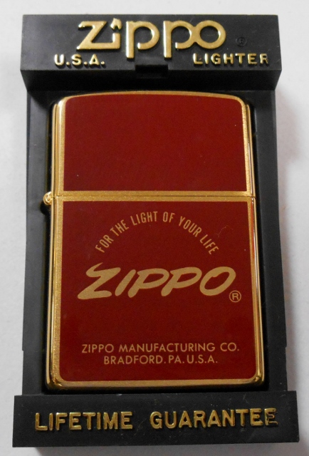 画像1: ☆平成元年 １９８９年１１月製 ゴールド＆エンジ お洒落な・・デザイン ZIPPO！新品