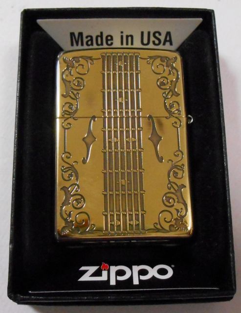 画像: 渋い！エレキギター　WOOD ＆ 真鍮古美　両面デザイン　ZIPPO！新品