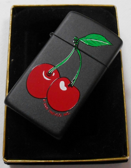 画像: 🍒さくらんぼ スリム！サクランボ ２００７年 BLACK SLIM ZIPPO！未使用品