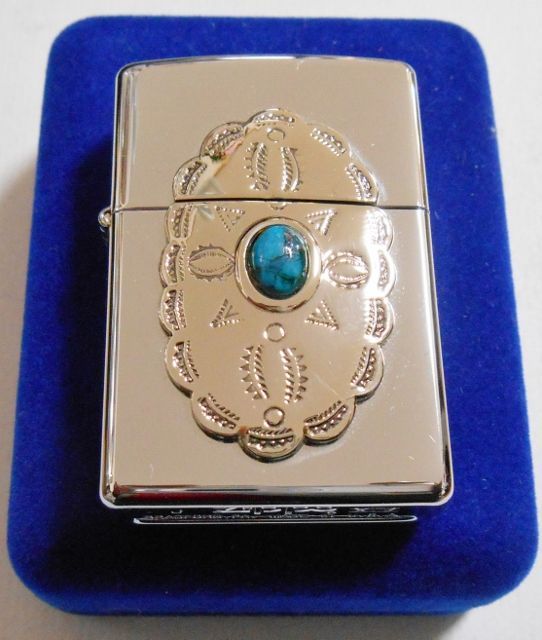 ☆ラッキーストーン！☆ターコイズ石 エンブレム ２００１年８月 ＃２５０ ＺＩＰＰＯ！新品 - ジッポーパーク Zippopark