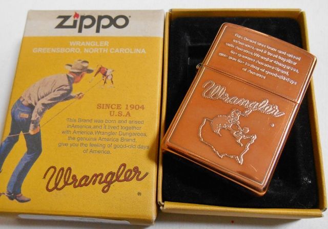 画像: ☆ラングラー！ジーンズ・ブランド Wrangler 銅加工鏡面 ２００２年１月 ZIPPO！新品