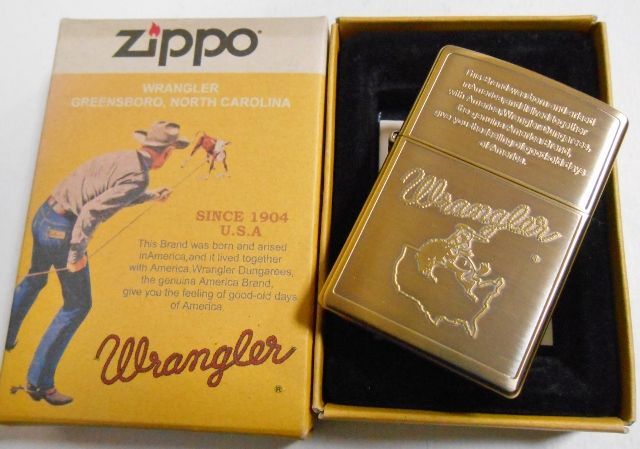 画像: ☆ラングラー！ジーンズ・ブランド Wrangler 真鍮古美 ２００１年１１月 ZIPPO！新品