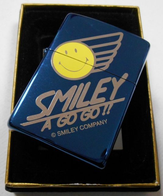 画像: ☆いつも・・ニコニコ！スマイリー ＳＭＩＬＥＹ ブルーチタン ２０００年 ZIPPO！新品