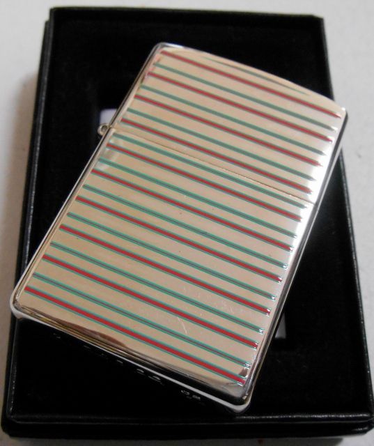 画像: ☆清涼感あふれる・・COOL STRIPE！両面クール・ストライプ 銀加工 ２００２年 ZIPPO！未使用品D