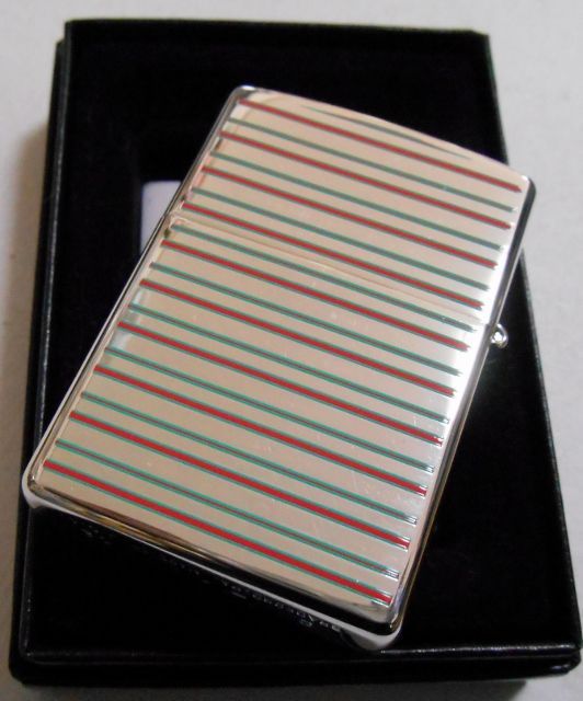 画像: ☆清涼感あふれる・・COOL STRIPE！両面クール・ストライプ 銀加工 ２００２年 ZIPPO！未使用品D