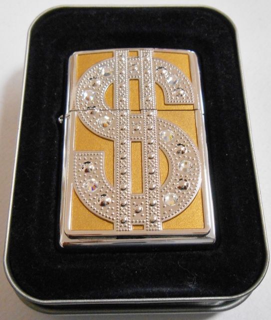 画像1: ☆豪華！輝く・・ドル ＄ Bling Emblem ８クリスタル！２００５年 ZIPPO！新品A