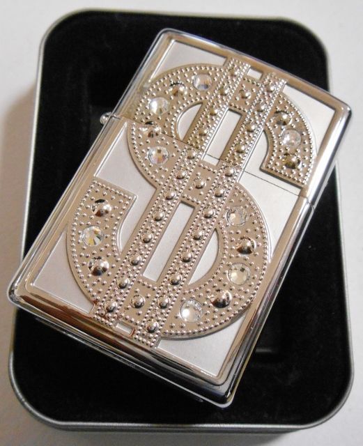 画像: ☆豪華！輝く・・ドル ＄ Bling Emblem ８クリスタル！２００５年 ZIPPO！新品B