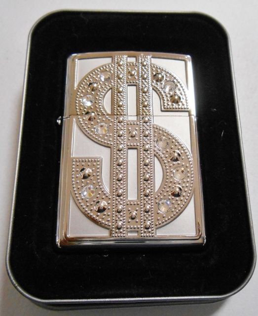 画像: ☆豪華！輝く・・ドル ＄ Bling Emblem ８クリスタル！２００５年 ZIPPO！新品B