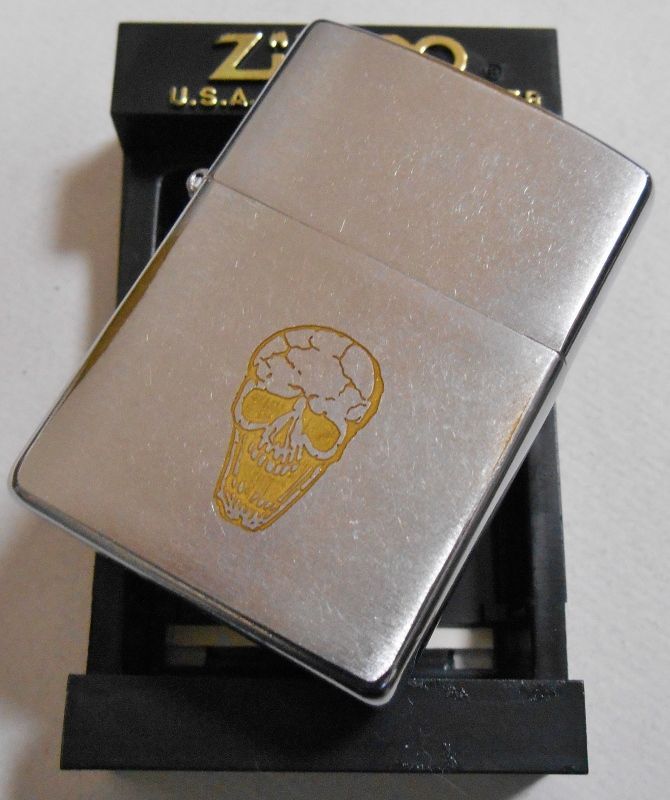 画像: ★どくろ！人気の・・スカル VINTAGE風 USED加工 ２００１年１０月 ZIPPO！新品