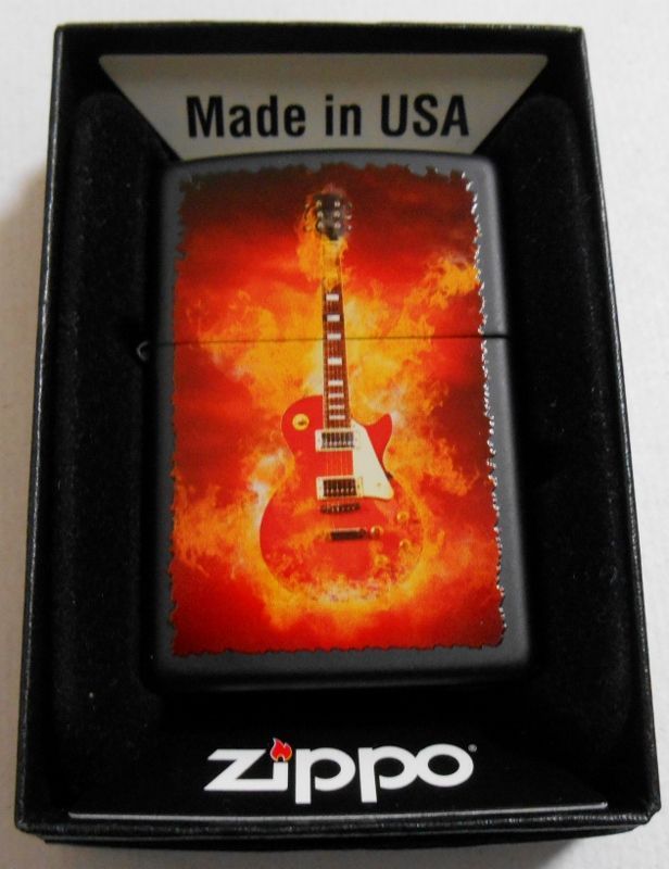 画像1: ☆炎のレスポール！Flaming Rock Guitar ２０１６ USA BLACK ＺＩＰＰＯ！新品