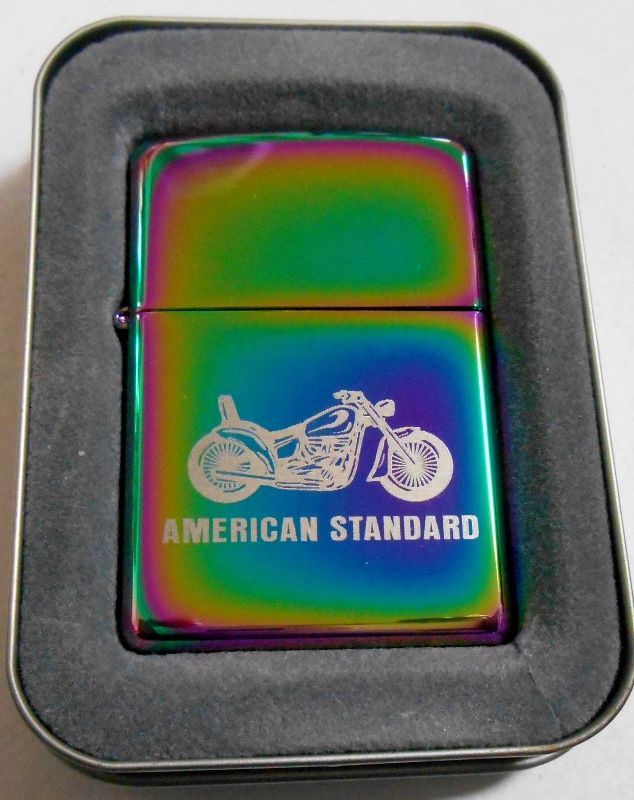 画像1: ☆AMERICAN STANDARD オートバイ！虹色スペクトラム ２００２年 ZIPPO！新品