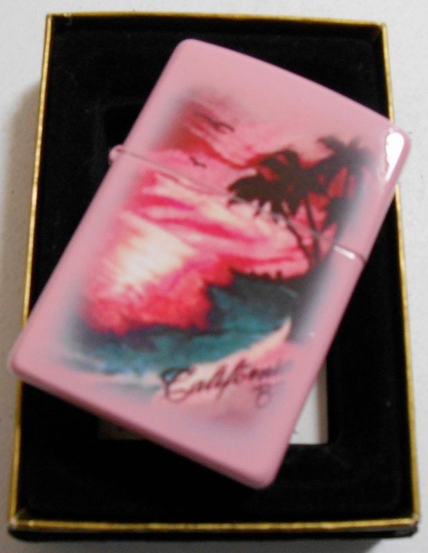 画像: ☆夢の・・カリフォルニア ☆エアブラシ調デザイン ２００１年３月 ピンク ZIPPO！新品