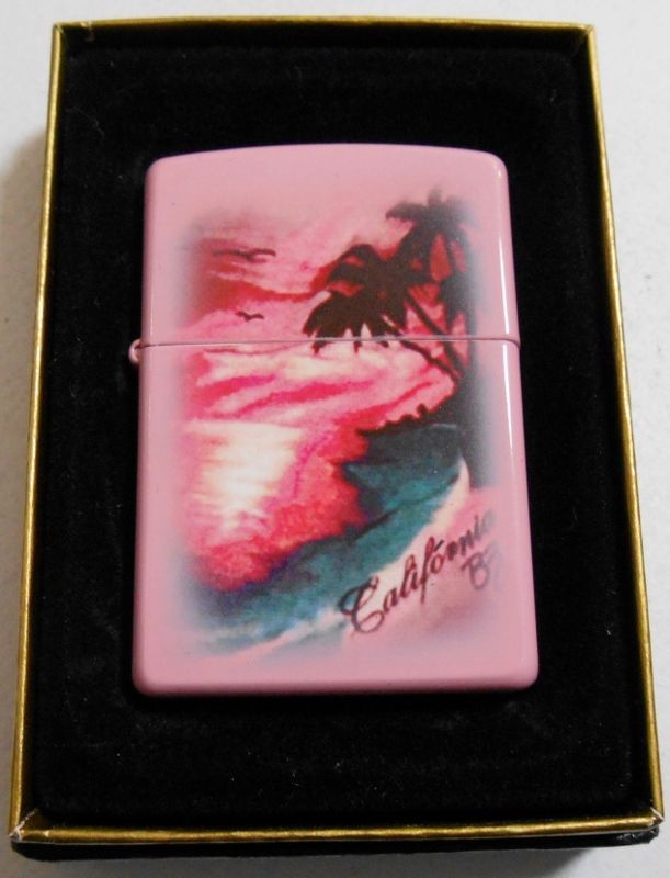 画像1: ☆夢の・・カリフォルニア ☆エアブラシ調デザイン ２００１年３月 ピンク ZIPPO！新品