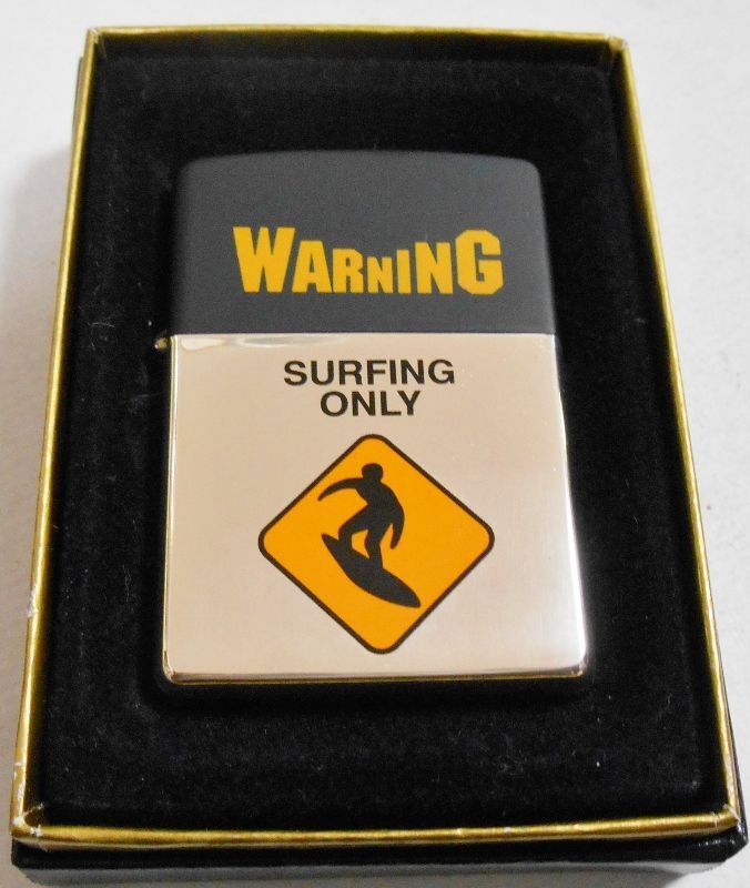 画像1: ☆WARNING！SURFING ONLY ハワイの海 警告SIGN！１９９８年１０月 ZIPPO！新品