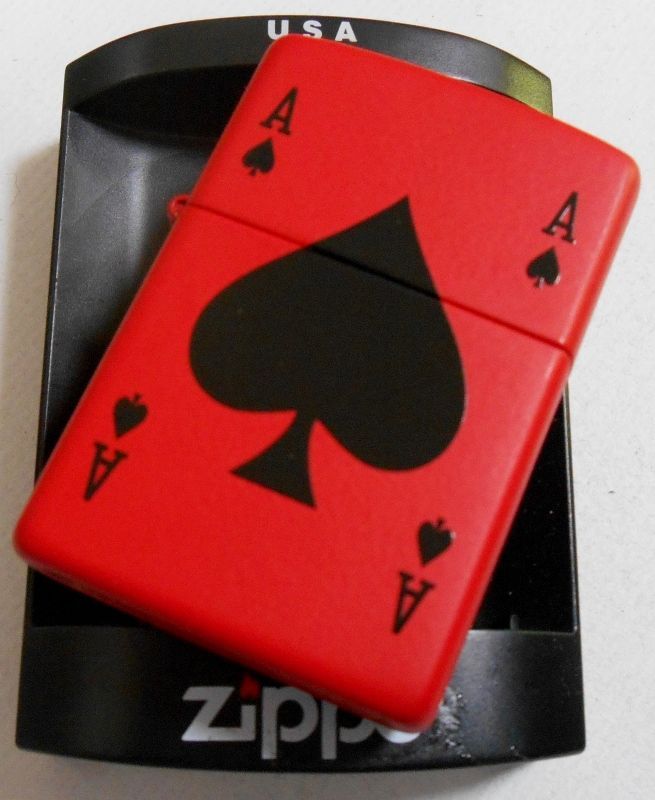 画像: ☆人気の・・トランプ柄！スペードACE ２００４年 USA RED ZIPPO！新品。