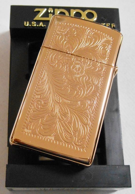 画像: ☆ ローズゴールド・スリム！ROSE GOLD ★伝統のベネチアン両面柄！１９９８年１月 SLIM  USA  ZIPPO！新品