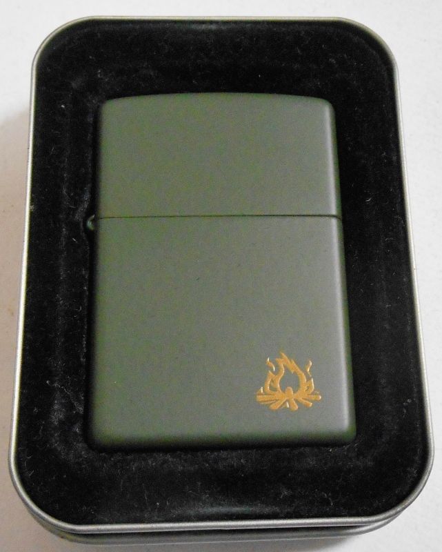 画像: ZIPPO OUT DOOR 焚き火マーク！モスグリーン　１９９９年　USA ZIPPO！新品