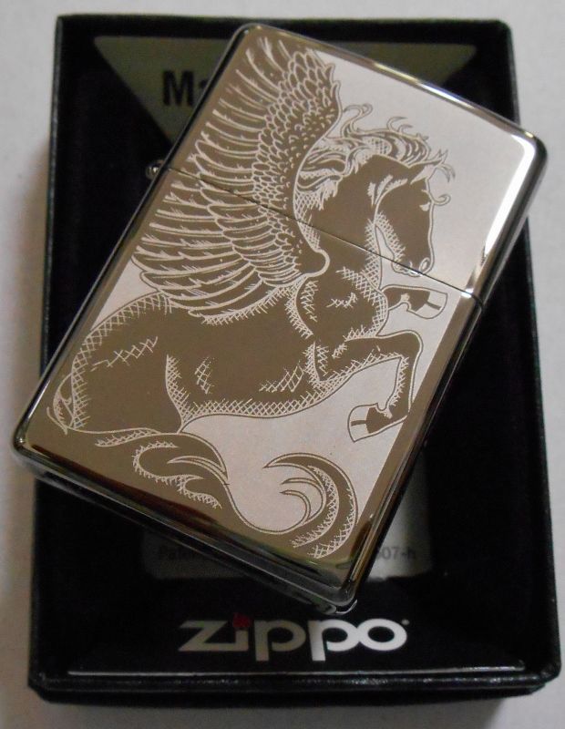 画像: ☆天馬 ペガサス！繊細な・・五面彫刻デザイン！ブラックアイス ２０１５年 USA ZIPPO！新品