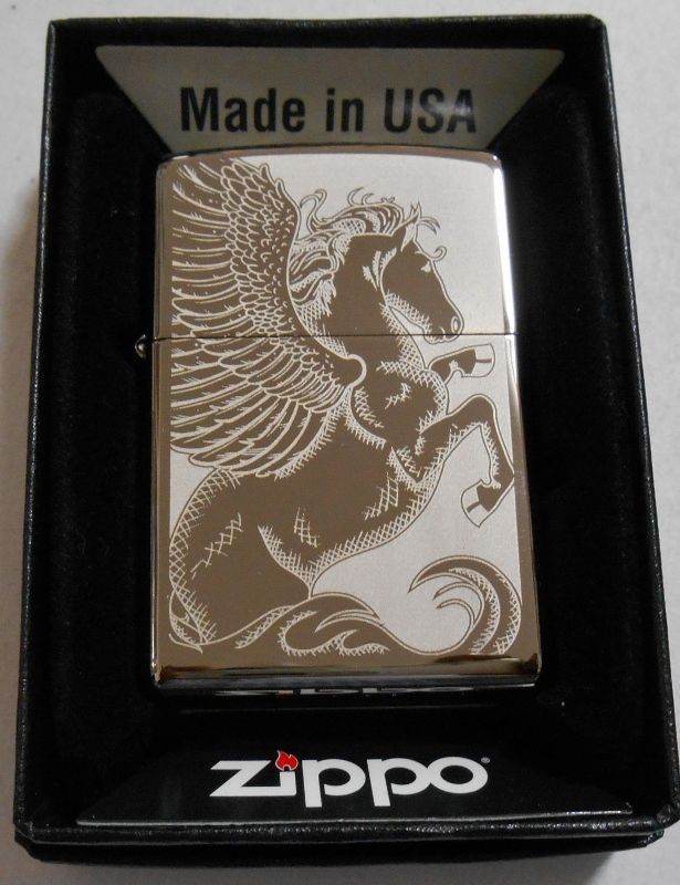 画像1: ☆天馬 ペガサス！繊細な・・五面彫刻デザイン！ブラックアイス ２０１５年 USA ZIPPO！新品