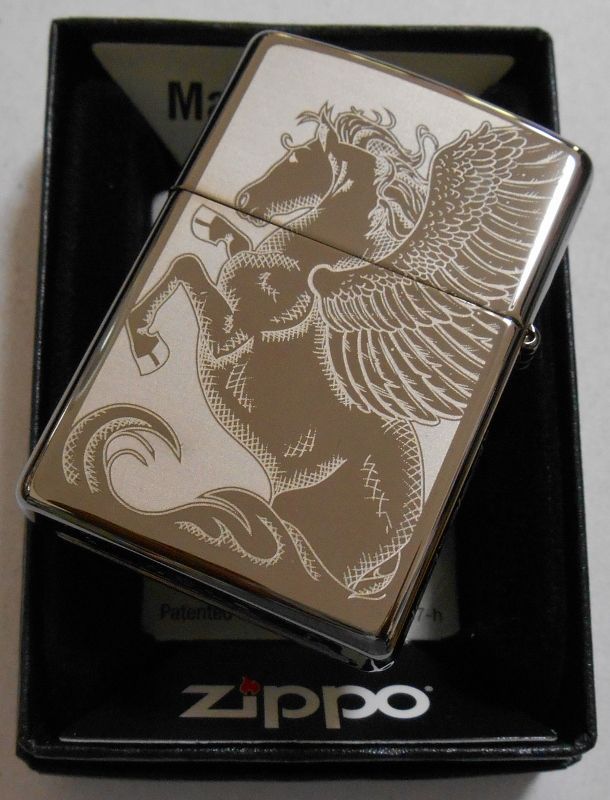 画像: ☆天馬 ペガサス！繊細な・・五面彫刻デザイン！ブラックアイス ２０１５年 USA ZIPPO！新品