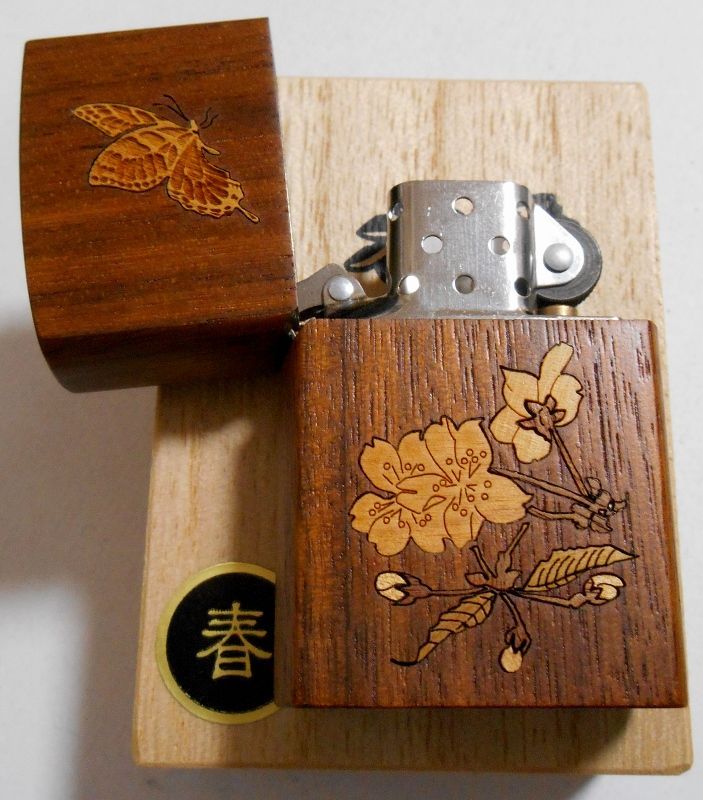 画像: ☆春！伝統工芸 平安木象嵌！天然木巻き＆象嵌 １９９８年 木箱入り ZIPPO！新品