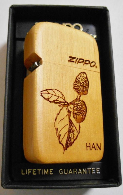 画像: ☆WOODY CRAFT SLIM ZIPPO！天然木材 HAN ハン木巻き １９９９年 未使用品