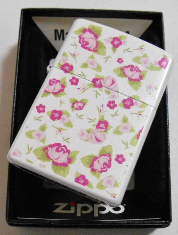 画像: ☆FLORAL！色鮮やかな・・花柄 両面デザイン ホワイトパール ２０１０年 ZIPPO！新品