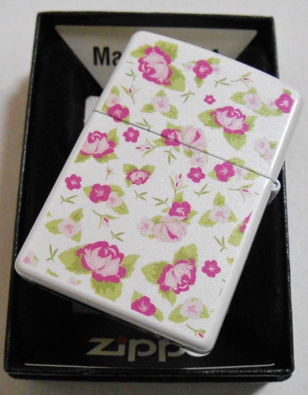 画像: ☆FLORAL！色鮮やかな・・花柄 両面デザイン ホワイトパール ２０１０年 ZIPPO！新品