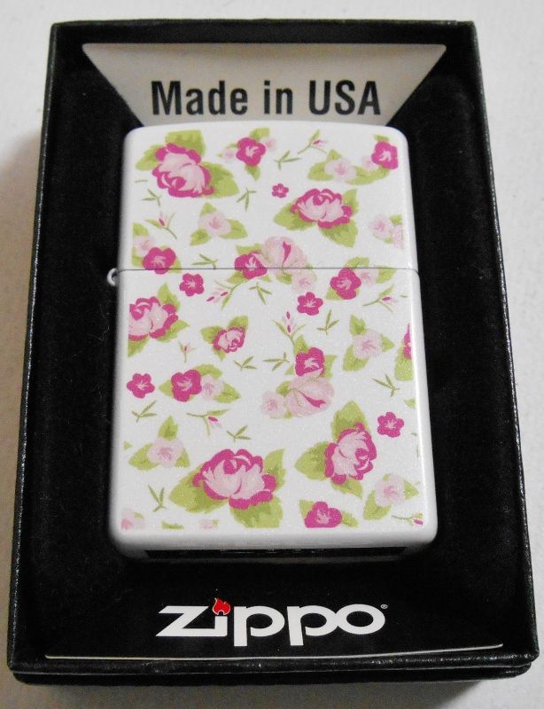 画像1: ☆FLORAL！色鮮やかな・・花柄 両面デザイン ホワイトパール ２０１０年 ZIPPO！新品