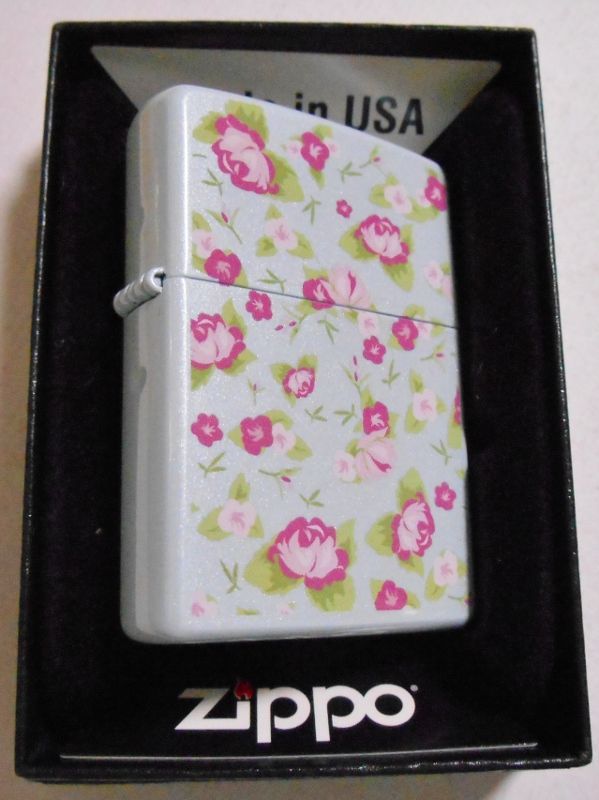 画像: ☆FLORAL！色鮮やかな・・花柄 両面デザイン ブルーパール ２０１０年 ZIPPO！新品