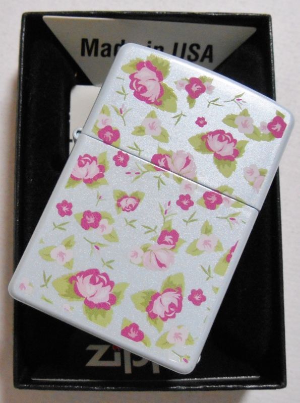 画像: ☆FLORAL！色鮮やかな・・花柄 両面デザイン ブルーパール ２０１０年 ZIPPO！新品