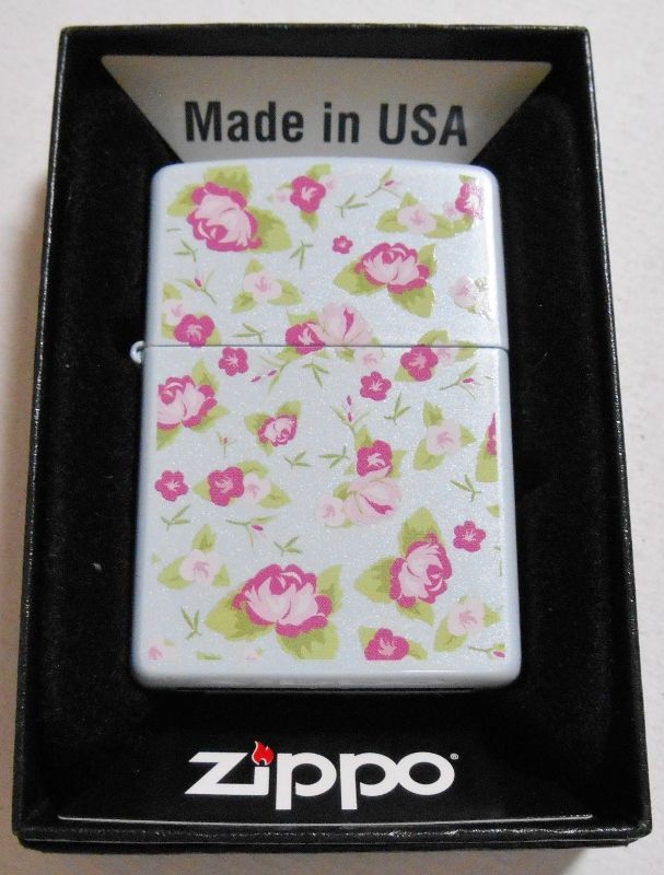 画像1: ☆FLORAL！色鮮やかな・・花柄 両面デザイン ブルーパール ２０１０年 ZIPPO！新品